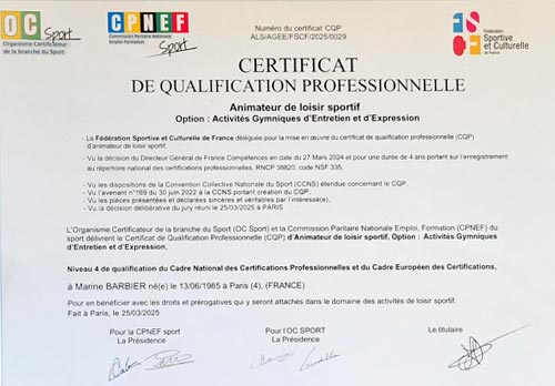 Certification Animateur de loisir sportif